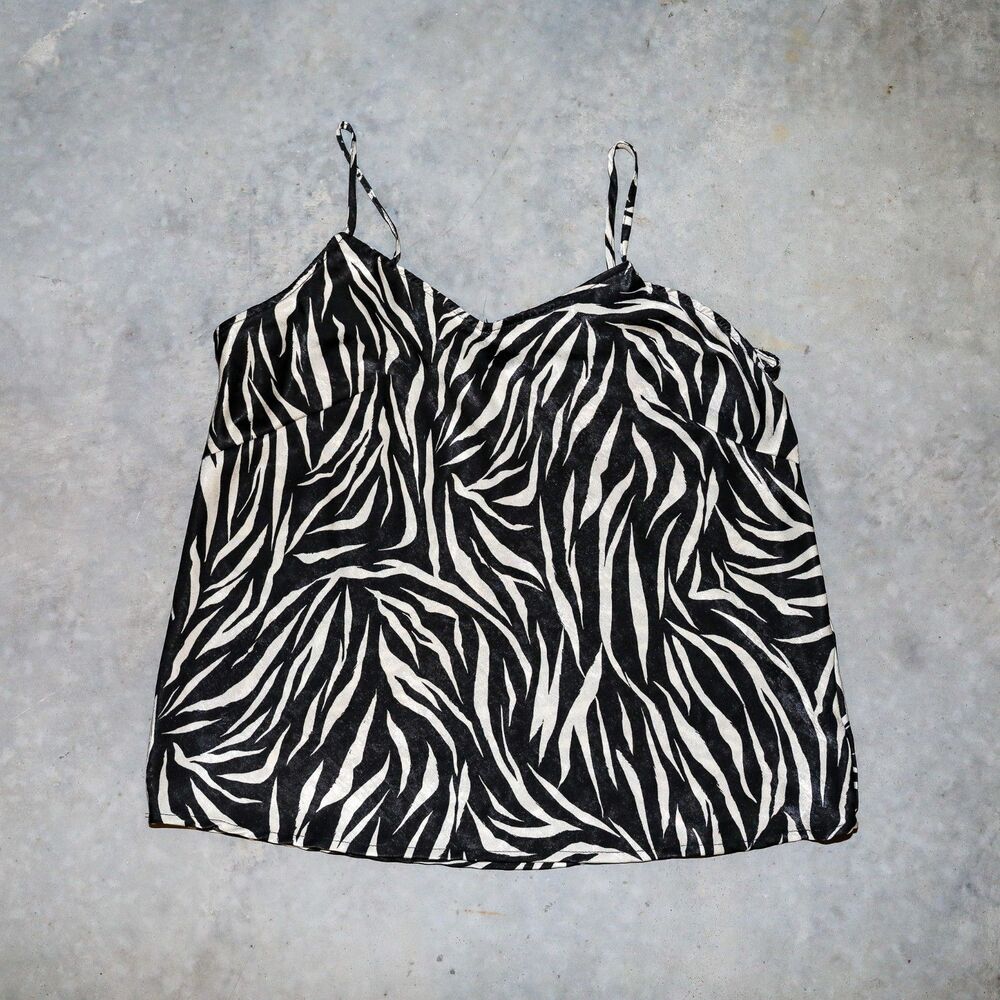 Vintage Boho Festival Summer Camisole Formal‎ Evening Zebra Print Tank Top Large
